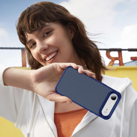 Ударозащитный чехол Carbon Fiber Texture Skin-feel Acrylic TPU на iPhone Air - синий