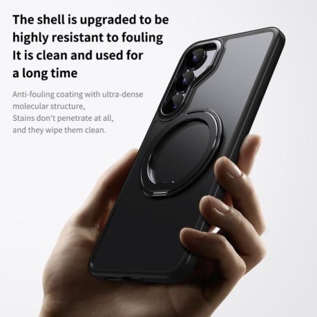 Ударозахисний чохол 360 Rotating MagSafe Magnetic Frosted на  для Samsung Galaxy S25+ 5G - сріблястий