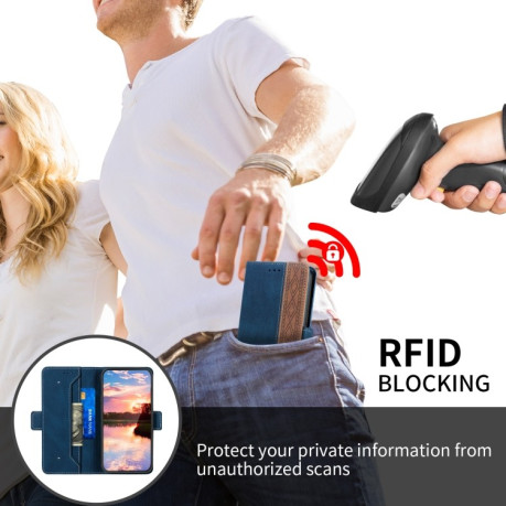 Чехол-книжка Stitching Side-Magnetic RFID для Samsung Galaxy A73 5G - синий