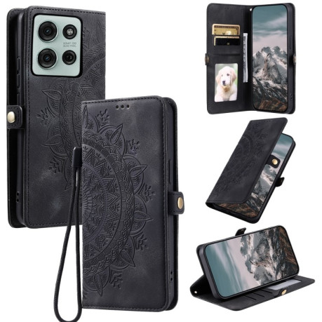 Чехол-книжка Totem Embossed Magnetic Leather для Motorola Moto G75 5G - черный