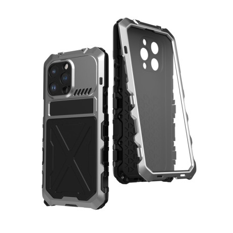 Противоударный металлический чехол R-JUST Dustproof на iPhone 14 Pro - серебристый