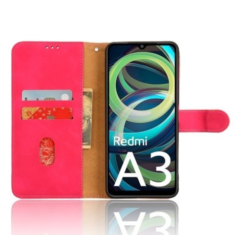 Чохол-книжка Skin Feel Magnetic для Xiaomi Redmi A3 - пурпурно-червоний