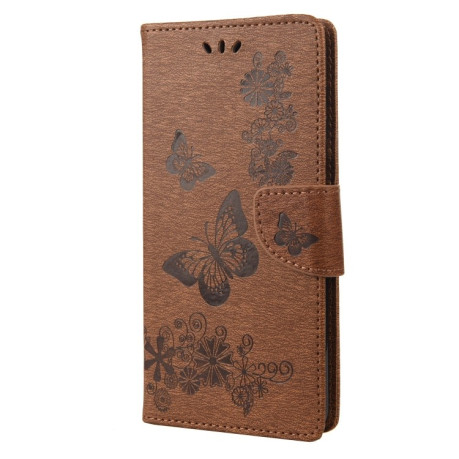 Чехол-книжка Floral Butterfly для Samsung Galaxy M53 5G - коричневый