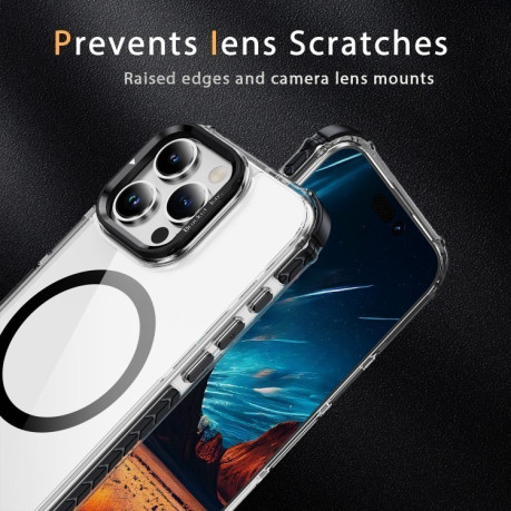 Протиударний чохол Rainbow Series Transparent MagSafe Lens Holder на iPhone 16 Pro - чорний