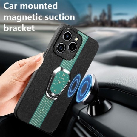 Чохол Magnetic Litchi Leather Back Phone Case with Holder для Realme C63 - зелений