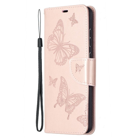 Чехол-книжка Butterflies Pattern на Samsung Galaxy A72 - розовое золото