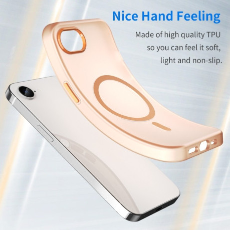Противоударный чехол MagSafe Frosted Translucent TPU + PC для iPhone 16e - оранжевый