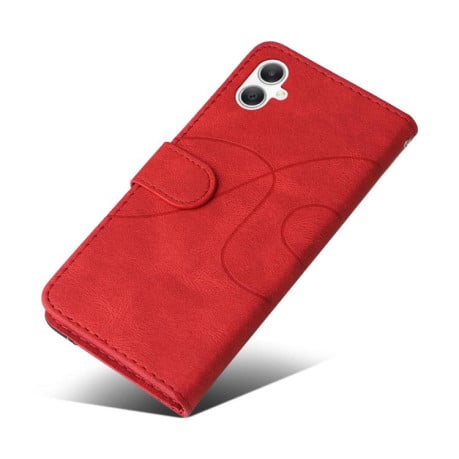 Чохол-книжка Dual-color Splicing Flip Leather на Samsung Galaxy A07 5G - червоний