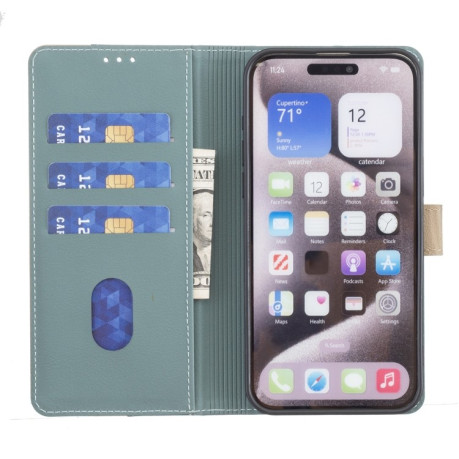 Чехол-книжка Color Matching RFID Anti-theft Leather для iPhone 16e - зеленый