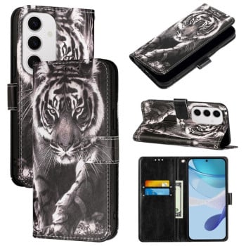 Чохол-книжка Pattern Plain Weave для Samsung Galaxy S24 FE 5G - Black And White Tiger