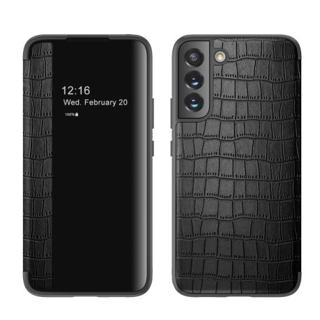 Чехол-книжка Crocodile Texture Display для Samsung Galaxy S22 5G - черный