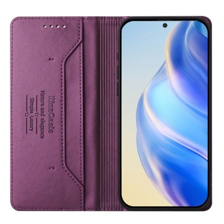 Чехол-книжка RC01 Dual-Folded Magnetic Suction RFID Leather на Infinix Hot 50i 5G / Smart 9 4G - фиолетовый