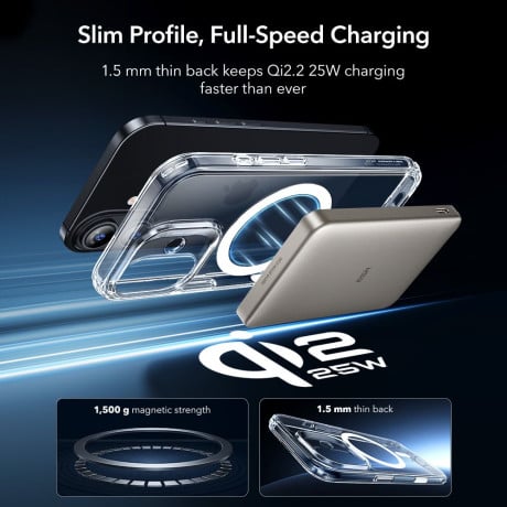 Оигинальный чехол ESR Classic Hybrid с MagSafe + накладка на клавишу на iPhone 17 - Clear