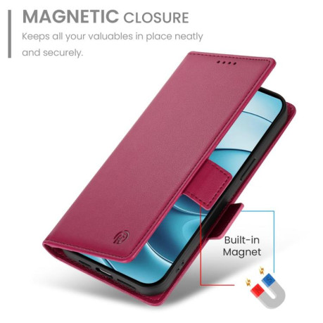 Чохол-книжка Side Buckle Magnetic Frosted Leather для Xiaomi Redmi Note 14 4G 164.84mm - винно-червоний