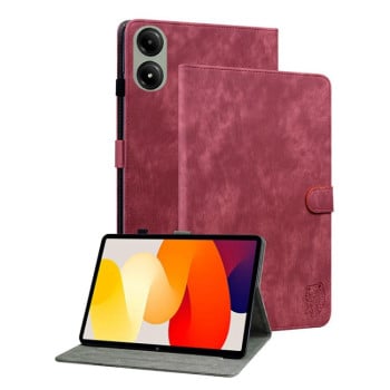 Чехол-книжка Embossed Tiger Pattern Leather для Xiaomi Redmi Pad 2 / Xiaomi Redmi Pad SE 11 2025 - красный