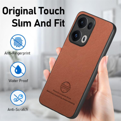 Чехол Twill Fabric Leather Skin Back для OPPO Reno13 Global - коричневый