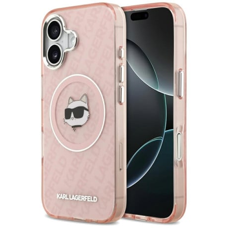 Оригинальный чехол Karl Lagerfeld IML Choupette Head Logo с MagSafe на iPhone 17 - Pink