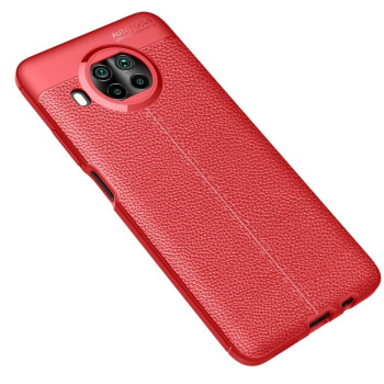 Противоударный чехол Litchi Texture на Xiaomi Mi 10T Lite - красный