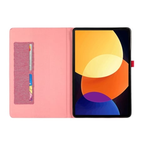 Чехол-книжка Fabric Leather для Xiaomi Mi Pad 5 Pro 12.4 - пурпурно-красный