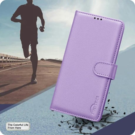 Чехол-книжка Litchi Texture RFID Anti-theft Leather для Motorola Edge 60 Pro - фиолетовый