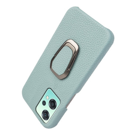 Противоударный чехол Ring Holder Litchi Texture для Realme 9 Pro/OnePlus Nord CE 2 Lite 5G - голубой