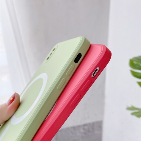 Противоударный чехол Liquid Silicone Full (Magsafe) для iPhone XS Max - темно-зеленый
