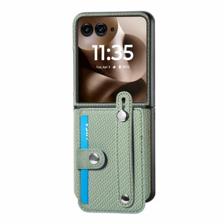 Противоударный чехол Wristband Kickstand Card для Motorola Razr 60 Ultra - зелений