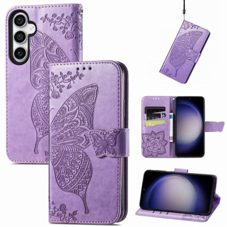 Чохол-книжка Butterfly Love Flower Embossed для Samsung Galaxy A25 - фіолетовий