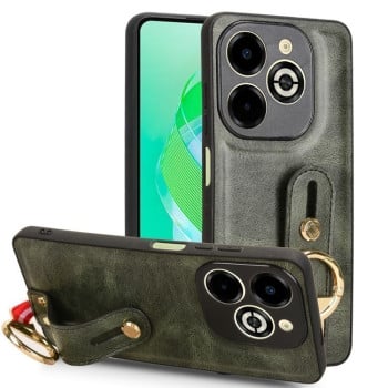 Противоударный чехол Wristband Leather Back для Infinix Smart 8 Plus / Smart 8 Pro - зеленый