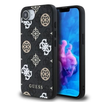 Оригинальный чехол Guess Peony Script MagSafe для iPhone 16e - Black