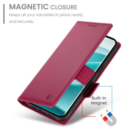 Чохол-книжка Side Buckle Magnetic Frosted Leather для Xiaomi Redmi Note 14 Pro 4G - винно-червоний