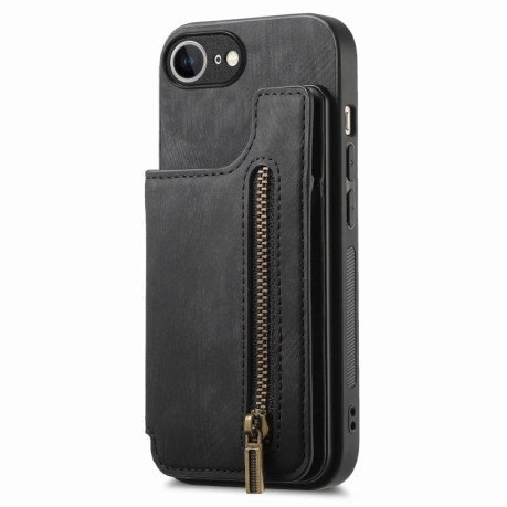 Протиударний чохол Retro Painted Zipper Wallet для iPhone 16e - чорний