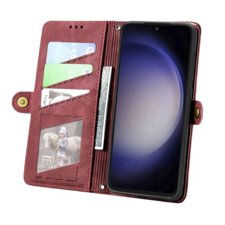 Чехол-книжка Geometric Embossed для Samsung Galaxy S23 FE 5G - красный