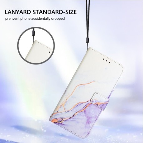 Чехол-книжка PT003 Marble Pattern на OnePlus Nord N30 SE 5G - бело-фиолетовый