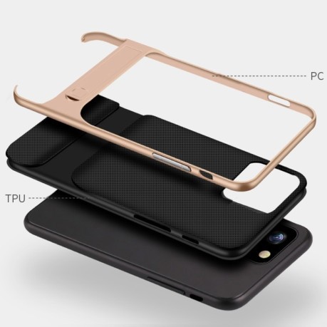 Противоударный чехол Plaid Texture для iPhone 11 - золотой
