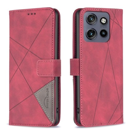 Чохол-книжка Rhombus Texture для Motorola Edge 50 Neo - червоний