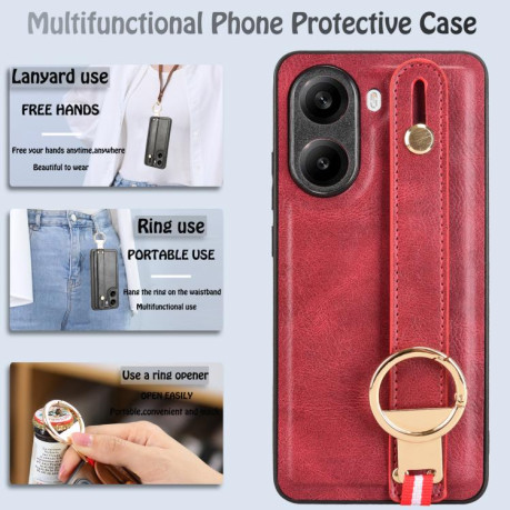 Протиударний чохол Wristband Leather Back для Xiaomi Poco X7 Pro 5G - червоний