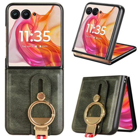 Протиударний чохол Wristband Leather Back для Motorola Razr 50 Ultra - зелений