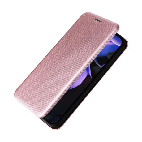 Чехол-книжка Carbon Fiber Texture на Google Pixel 9a - розовый