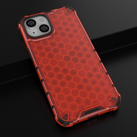 Противоударный чехол Honeycomb with Neck Lanyard для iPhone 14 - красный