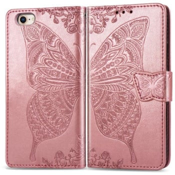 Чехол-книжка Butterfly Love Flower Embossed для iPhone 16e - розовое золото