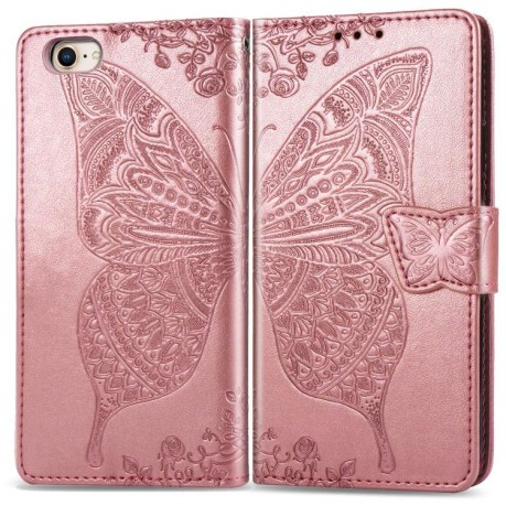Чехол-книжка Butterfly Love Flower Embossed для iPhone 16e - розовое золото