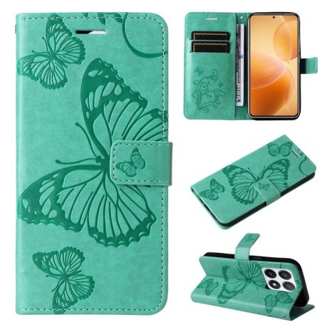 Чехол-книжка Embossed Butterfly для Xiaomi 14T Pro - зеленый