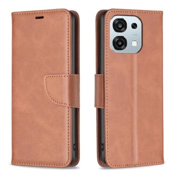 Чехол-книжка Retro Lambskin Texture Pure Color на OPPO A6 Pro 5G/4G Global / F31 5G — коричневый