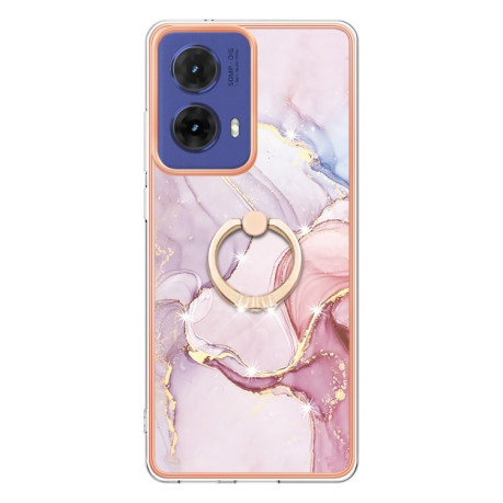 Чехол Electroplating with Ring Holder для Motorola Moto G85 - Rose Gold