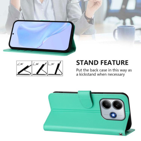 Чехол-книжка Skin Feel Solid Color Leather для Xiaomi Poco M7 Pro 5G - зеленый