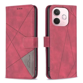 Чохол-книжка з фактурою Rhombus та магнітним хлястиком на OPPO A5 Pro 5G - червоний