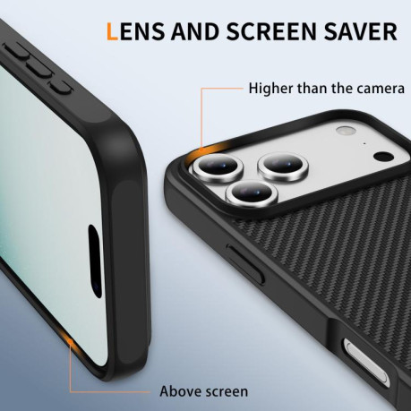 Ударозащитный чехол Carbon Fiber Texture Skin-feel Acrylic на iPhone 17 Pro - черный