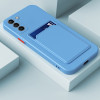 Противоударный чехол Card Slot Design для Samsung Galaxy S21 FE 5G - голубой