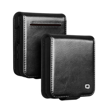 Чехол-книжка QIALINO Classic 103 с натуральной кожи на Samsung Galaxy Flip8 5G — чёрный